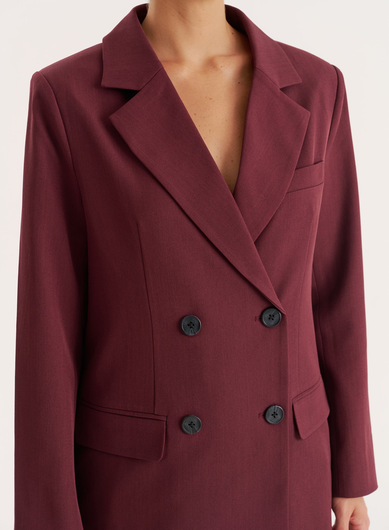 Burgundy Tailored Oversized Blazer